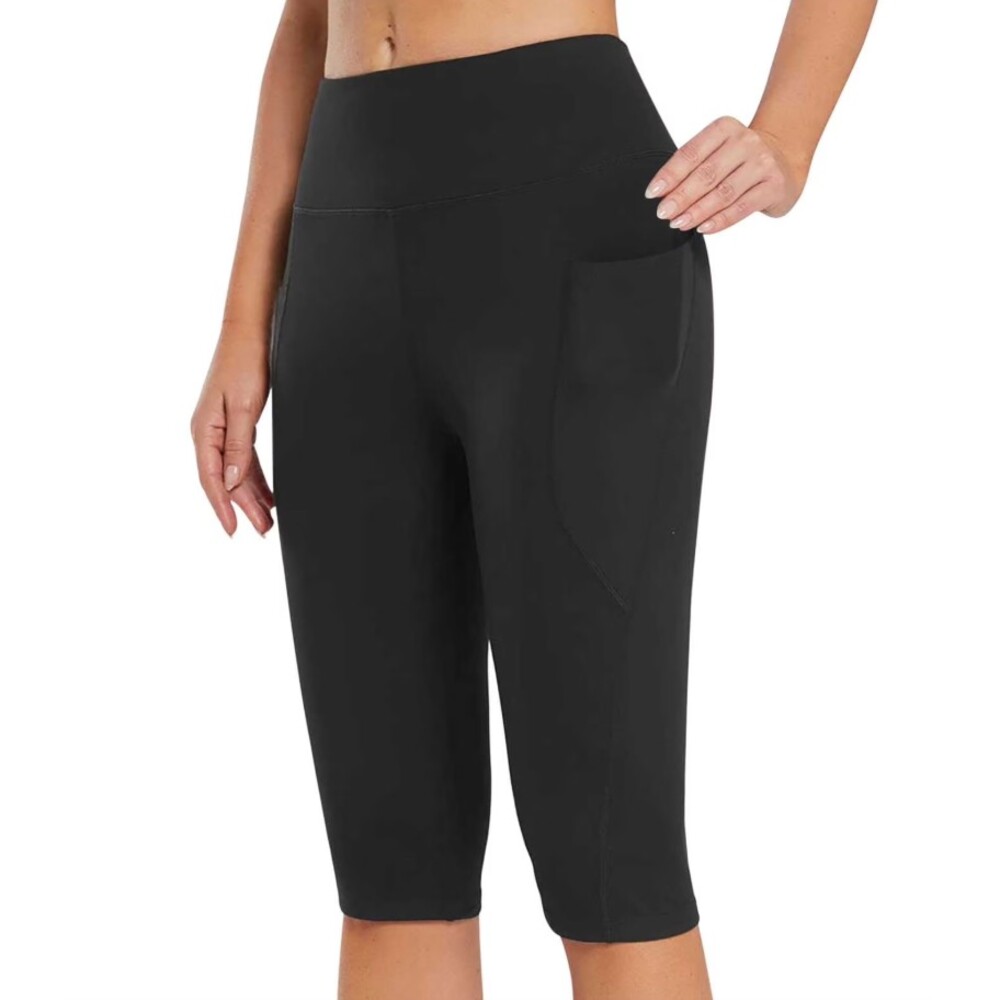 Danskin Leggings with Pockets for Tummy Control Solid High Waist Capris Cropped